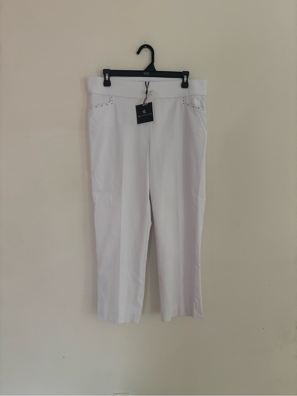 Melanie Lyne White Pull On Stretch Ankle Pants Size 12 NWT